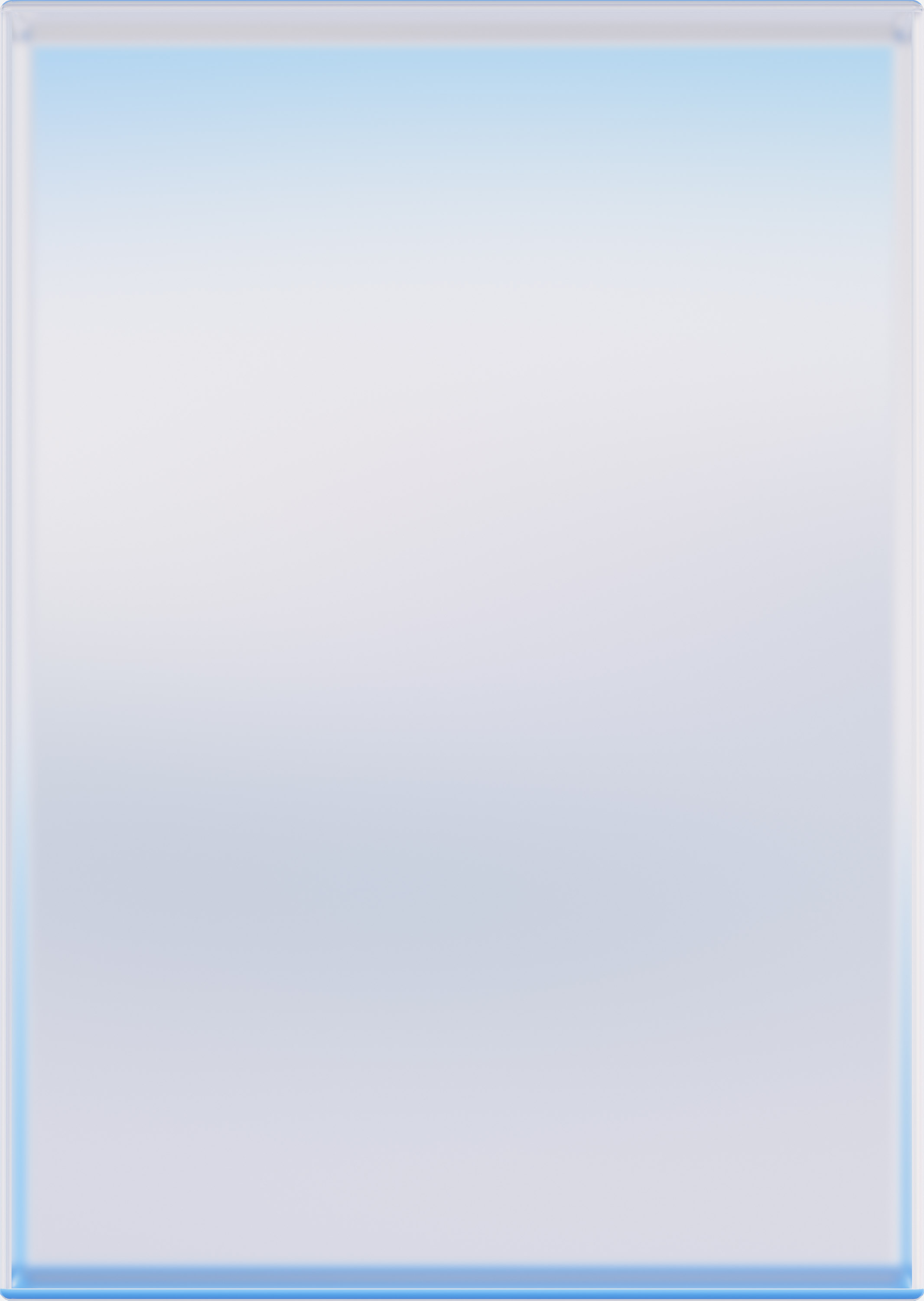 A minimalist composition featuring a soft gradient transitioning from pale blue at the top to white in the center, with a bright blue horizontal band at the bottom. The work has a clean, geometric structure with subtle tonal variations suggesting depth and light.