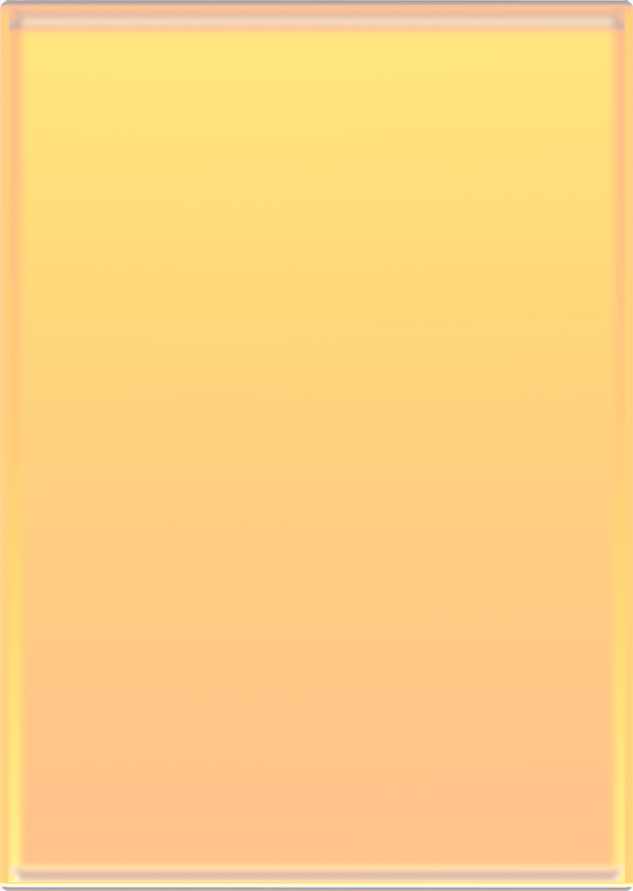A vertical rectangular composition with a soft gradient transitioning from pale yellow at the top to warm peach tones toward the bottom, bordered by a thin metallic frame that creates a subtle luminous glow around the edges.