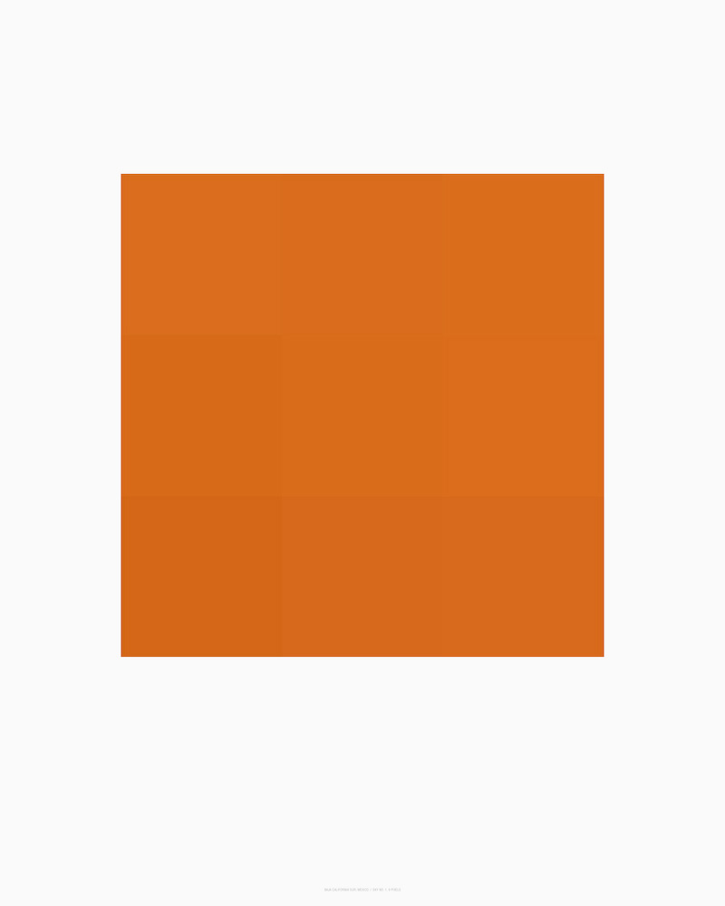 A large burnt orange square centered on a light background, with clean edges and uniform color throughout. The composition emphasizes the bold geometric form against the neutral surrounding space.