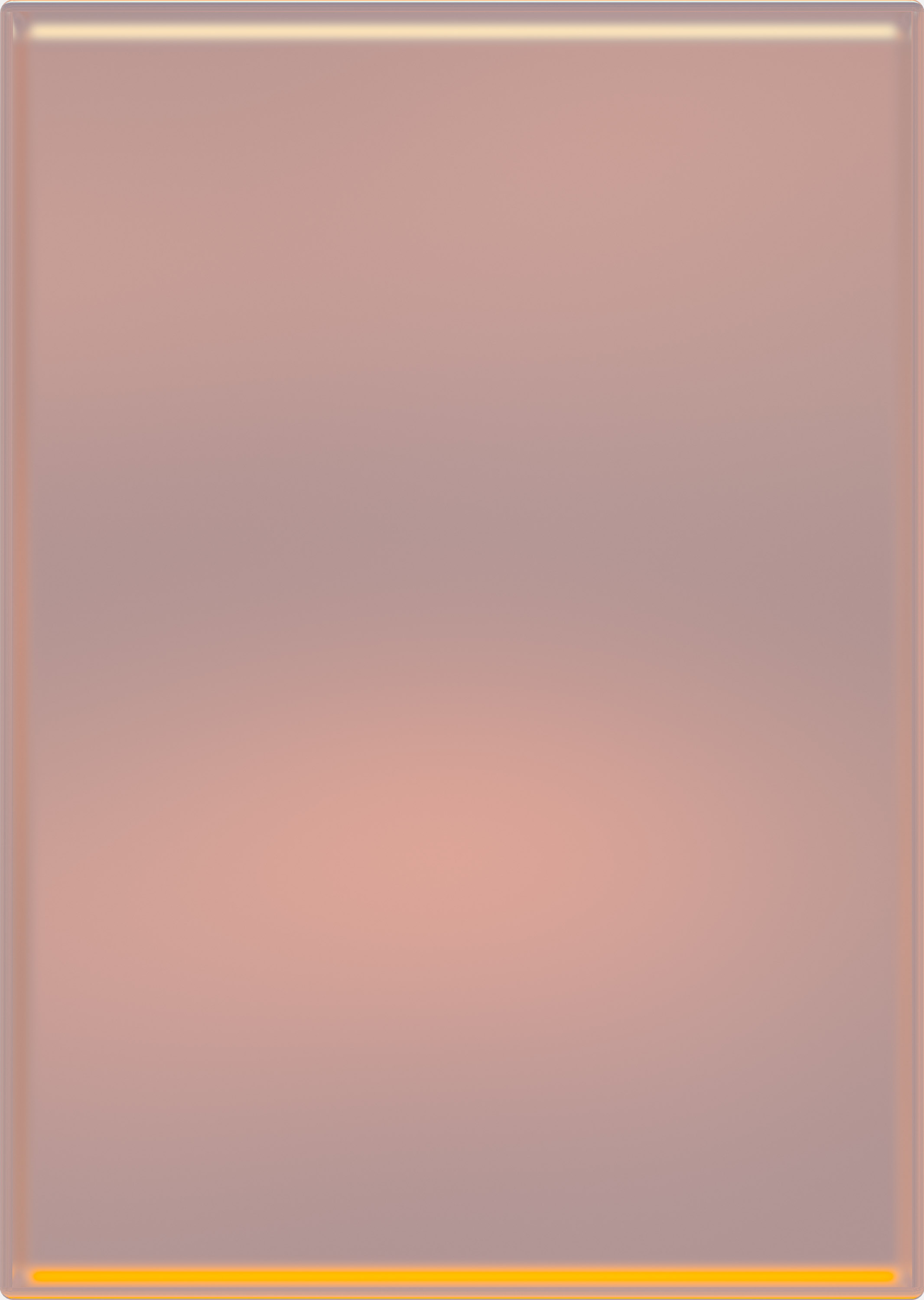 A large rectangular composition with a soft, dusty rose-pink field that gradually shifts in tone from cooler mauve at the top to warmer peachy tones toward the bottom. A thin golden-yellow horizontal band runs across the lower edge, creating a subtle geometric accent against the muted ground. The surface has a luminous, metallic quality with subtle gradations of light.