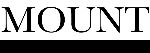 Large serif typography reading "MOUNT" in black letters positioned above a thick black horizontal bar against a white background, presenting a minimalist, gallery-style design.